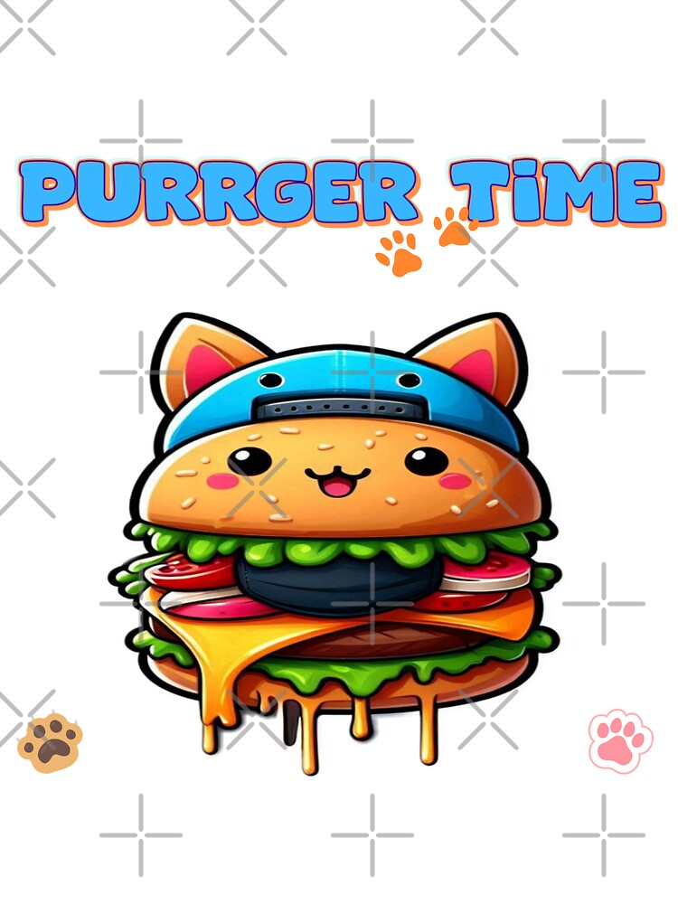 Purrger Time | Kawaii Burger Cat with Cap by Kesef Project by Kesef Project T-Shirts, Hoodie, Sweatshirt (Image 3)