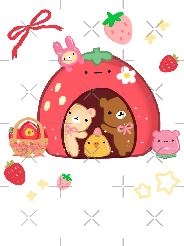 Kawaii Strawberry House and Bears by starbunnykawaii T-Shirts, Hoodie, Sweatshirt | BlankRebels.com (Image 3)