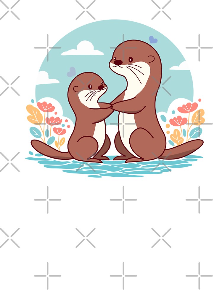 Cute Otters Holding Hands - Adorable Animal Couple by Łukasz Czajka T-Shirts, Hoodie, Sweatshirt | BlankRebels.com (Image 3)