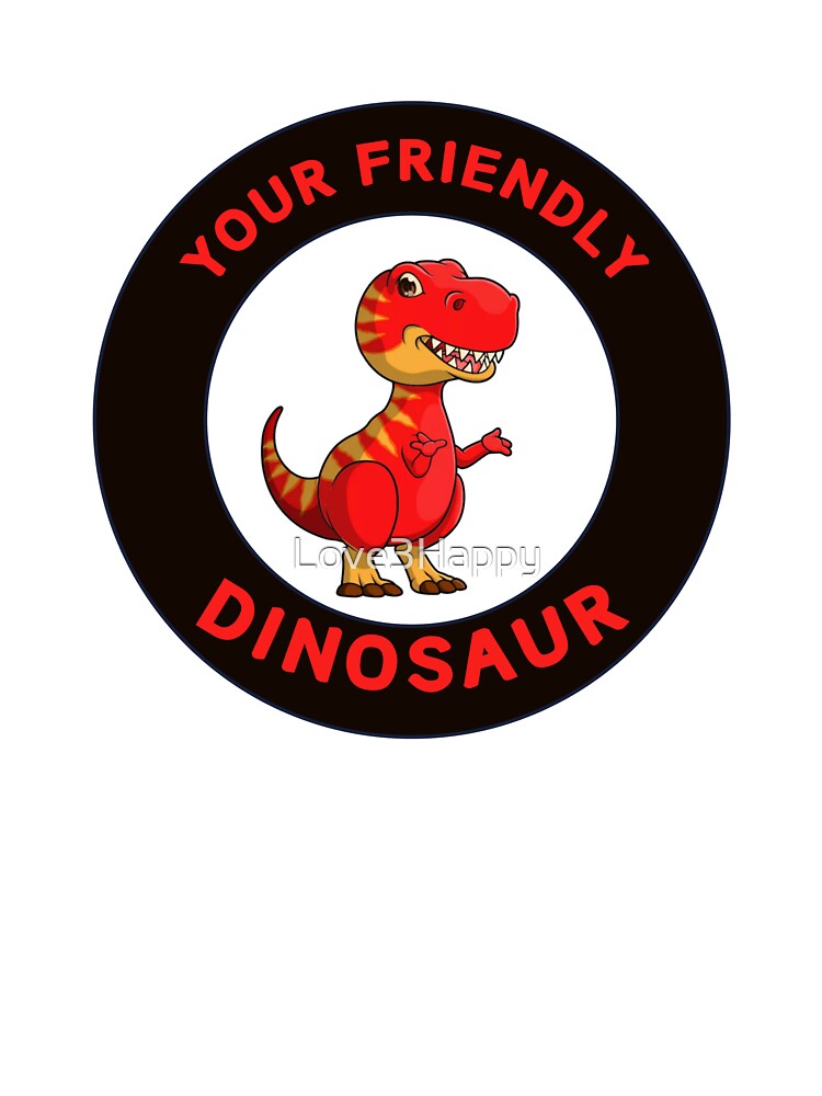 “Your Friendly Dinosaur” Cartoon Logo – Red Dino with Stripes by Love3Happy T-Shirts, Hoodie, Sweatshirt (Image 3)