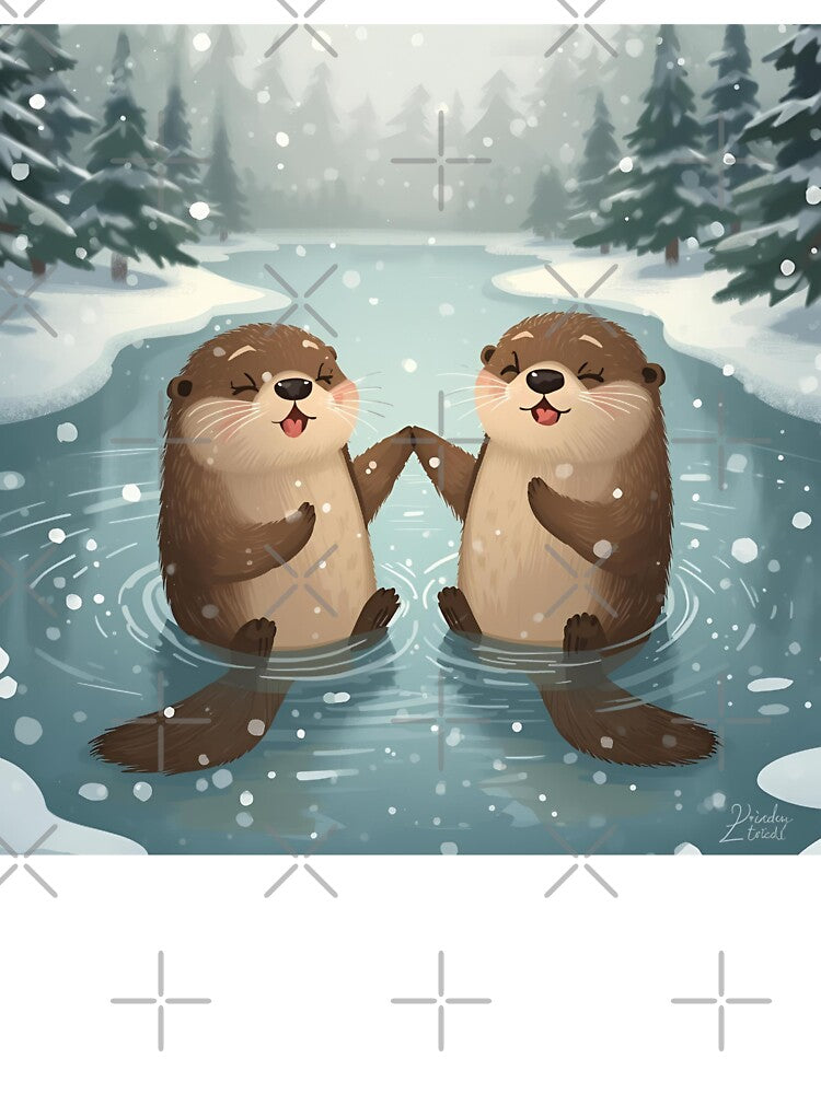 Snowy River Love – Otters Holding Hands in Winter by WildlifeWhimsy T-Shirts, Hoodie, Sweatshirt | BlankRebels.com (Image 3)
