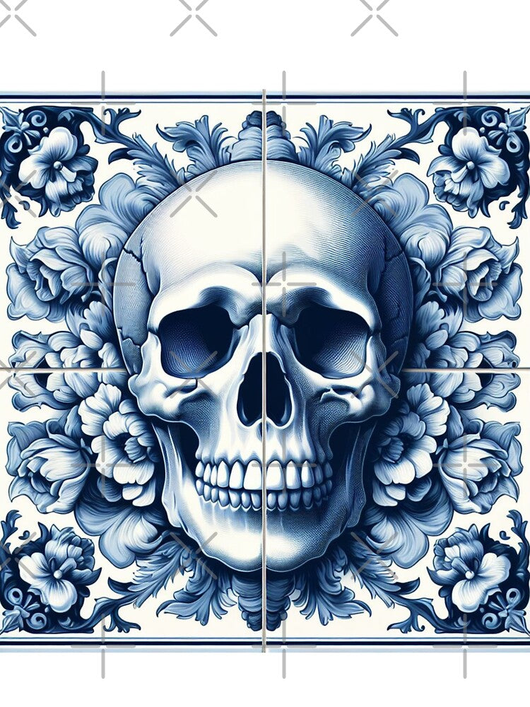 Delft Tile With Skull No.2 by ArtNook777 T-Shirts, Hoodie, Sweatshirt | BlankRebels.com (Image 3)