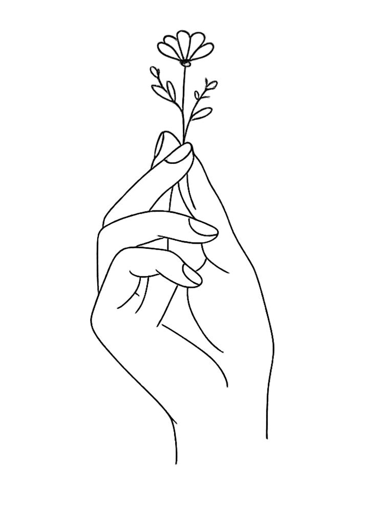 Minimal Art Hand Holding Wild Flower T-Shirts, Hoodie, Sweatshirt