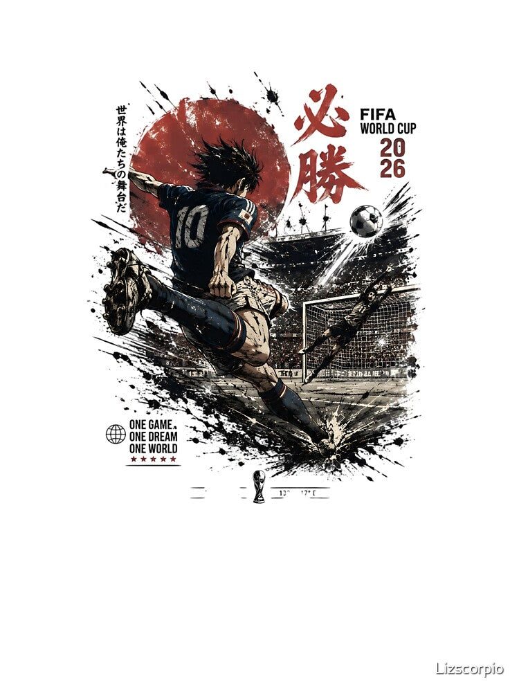 Anime World Cup Soccer Player | Grunge Football Graphic Tee by Lizscorpio