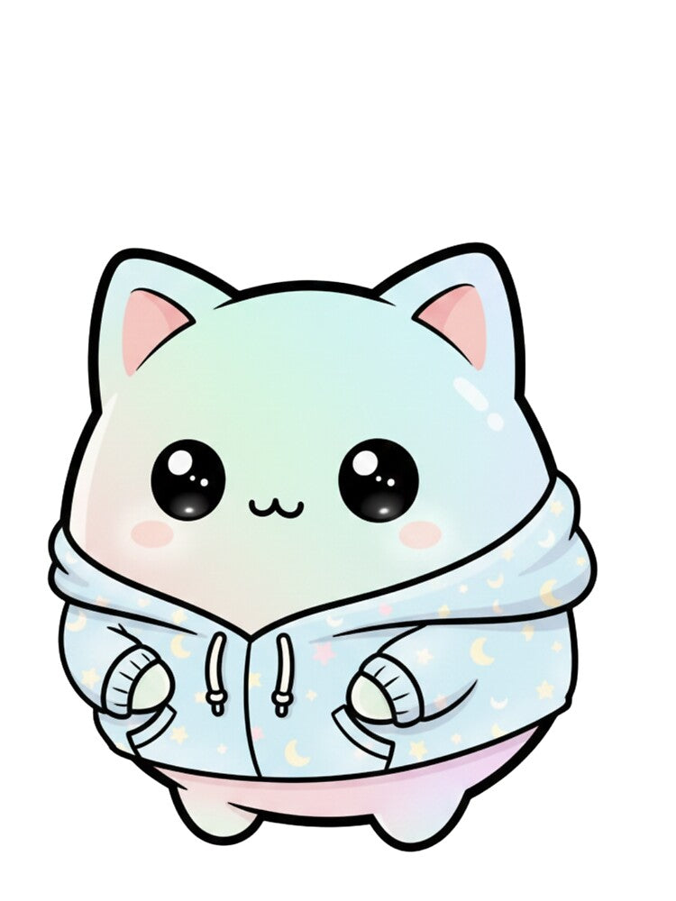 Cute Kawaii Hoodie Cat Illustration | Pastel Cartoon Kitty Clipart for Stickers, T-Shirts & POD Designs by... (Image 3)