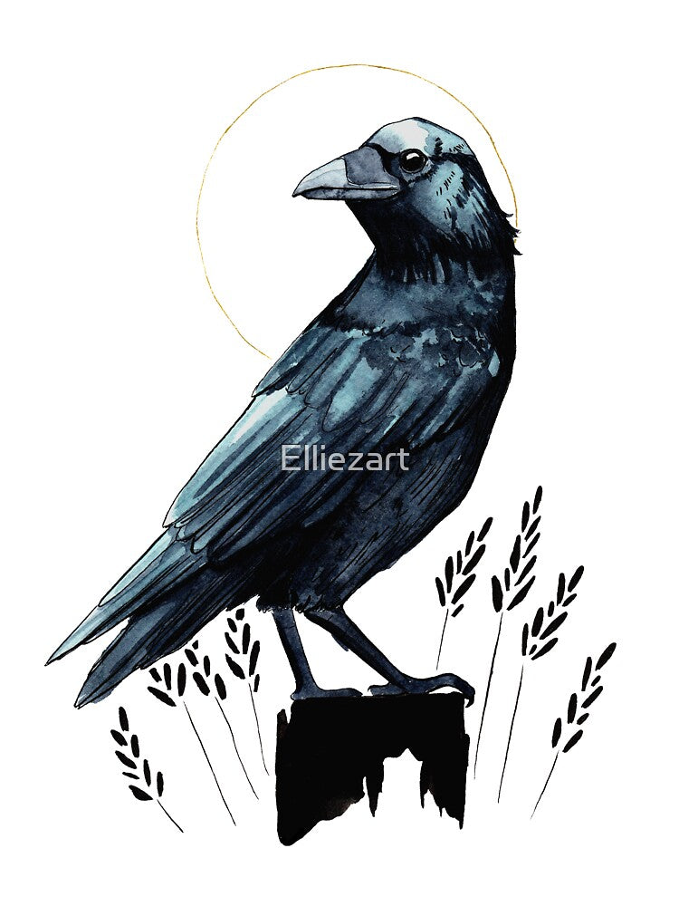 Watercolour crow illustration by Elliezart T-Shirts, Hoodie, Sweatshirt | BlankRebels.com (Image 3)