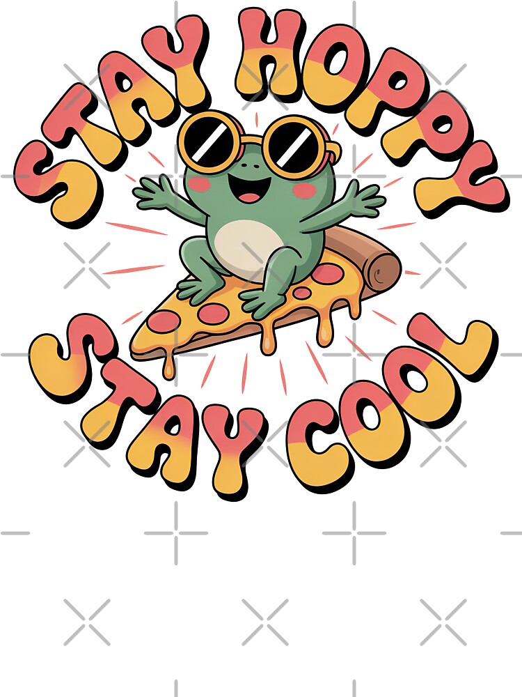 Kawaii Frog, Cute Kawaii Frog Riding On A Pizza Slice by graphic-genie T-Shirts, Hoodie, Sweatshirt (Image 3)