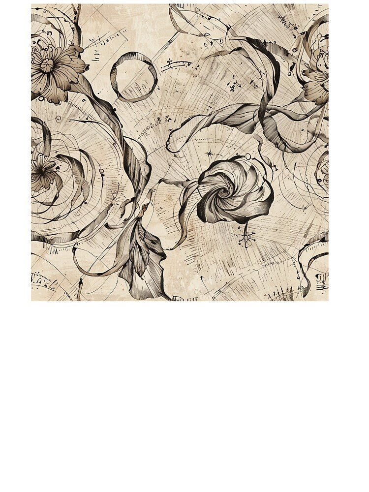 Vintage Botanical Artwork With Floral Patterns and Spiral Vortex by CoolPixels T-Shirts, Hoodie, Sweatshirt (Image 3)