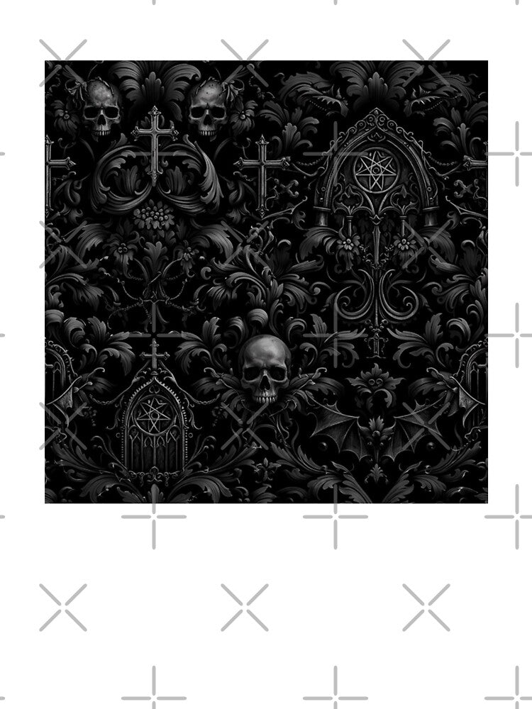 Gothic Baroque Skull Pattern – Dark Victorian Black Aesthetic by InkDropStudio20 T-Shirts, Hoodie, Sweatshirt (Image 3)