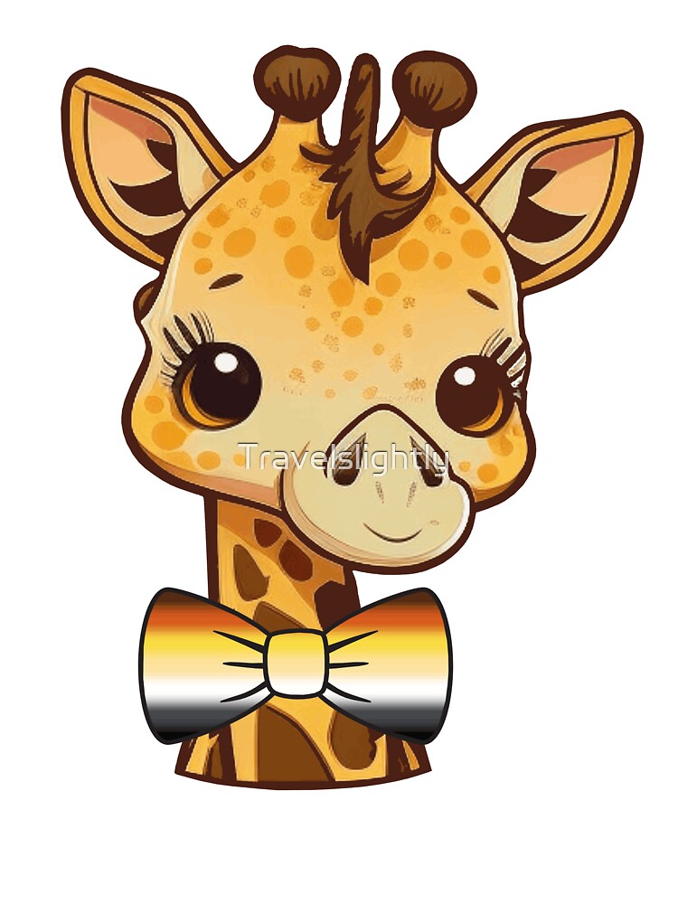 Cute Giraffe with Gay Bear Pride Flag Bowtie, Kawaii Bear Pride Design by Travelslightly T-Shirts, Hoodie,... (Image 3)