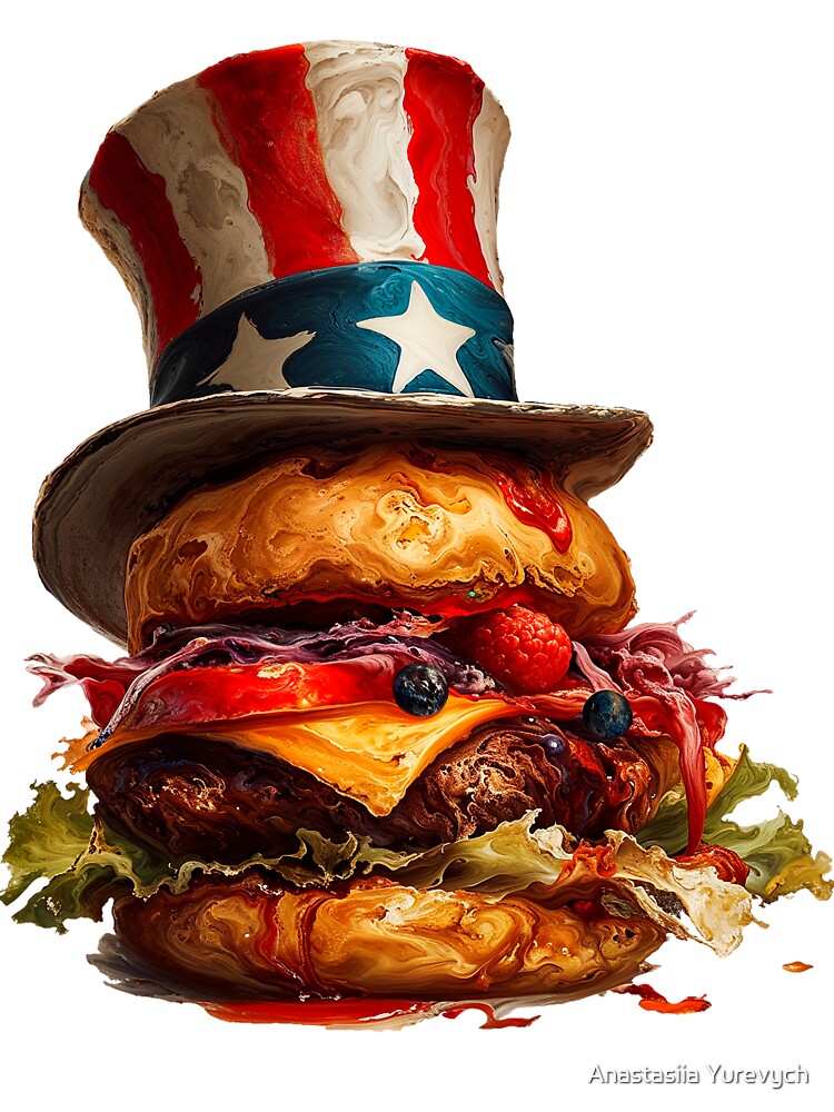 Uncle Sam Hat Burger USA Flag 4th of July Patriotic Food by Anastasiia Yurevych T-Shirts, Hoodie, Sweatshirt (Image 2)