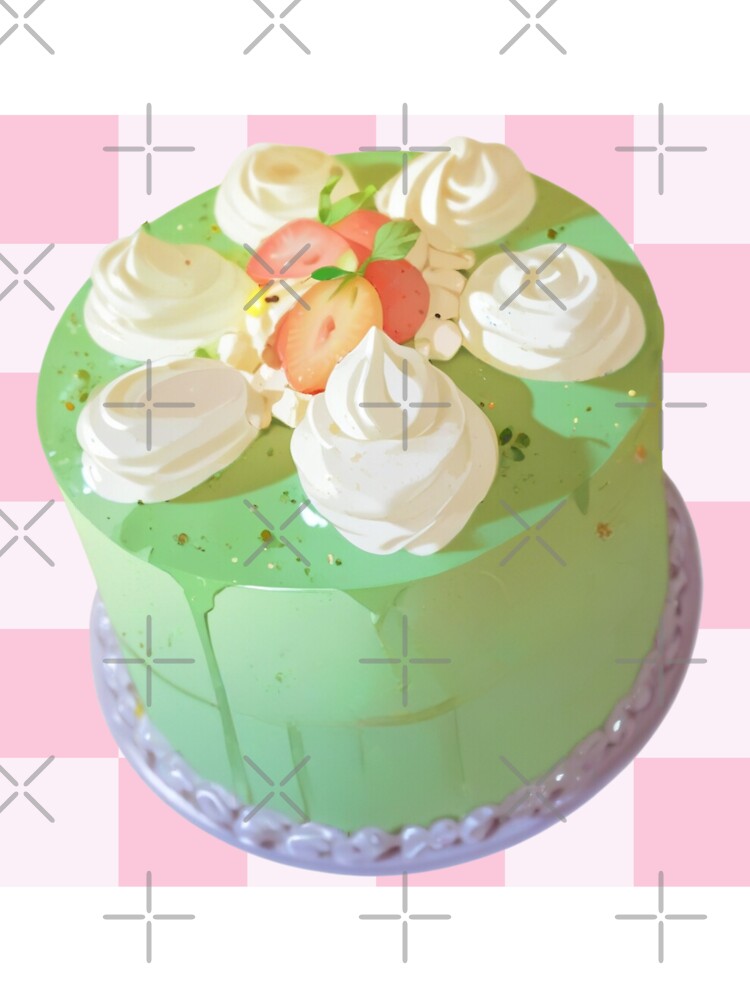 Vintage Matcha Cake – Aesthetic Green Tea Dessert Illustration by MuseAI T-Shirts, Hoodie, Sweatshirt (Image 3)