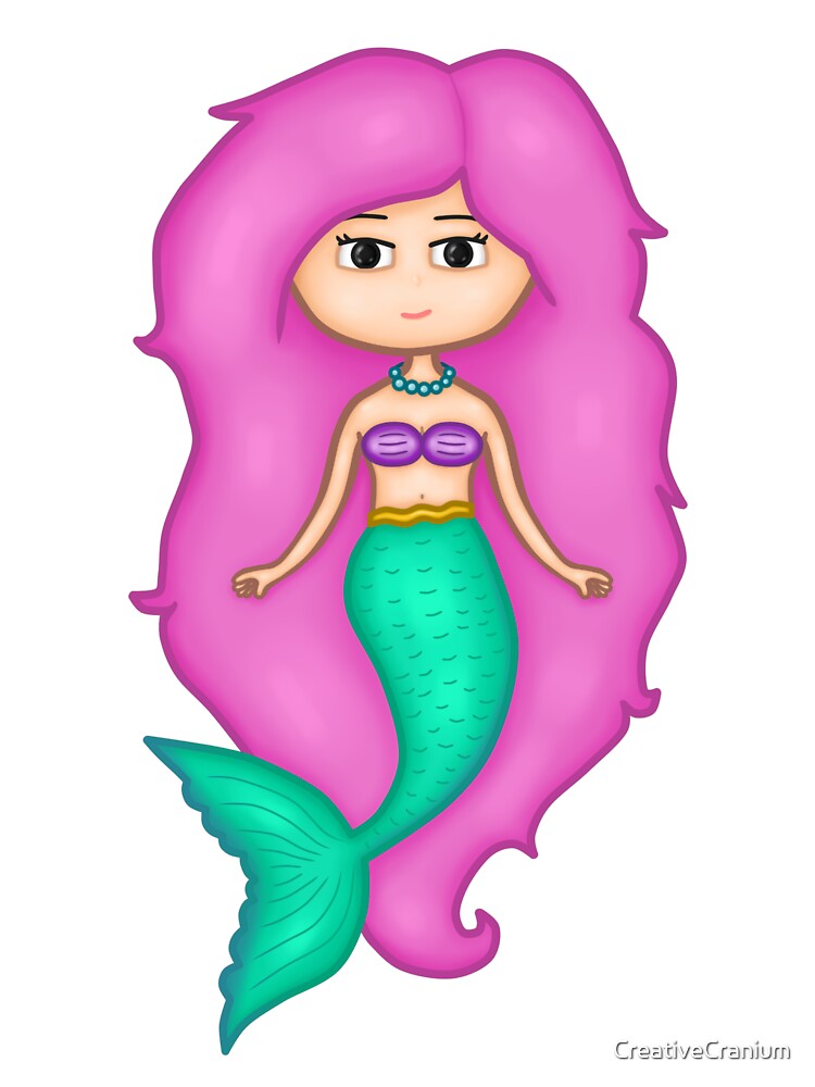 Adorable Mermaid With A Precious Face Drawn in The Kawaii Style - Perfect For Decorating Baby's Nursery by... (Image 3)