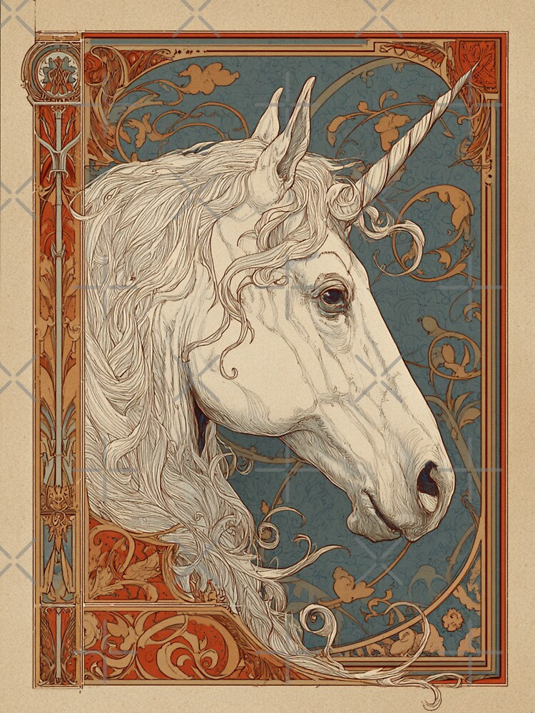 Art nouveau Unicorn Card by MendaciousMina