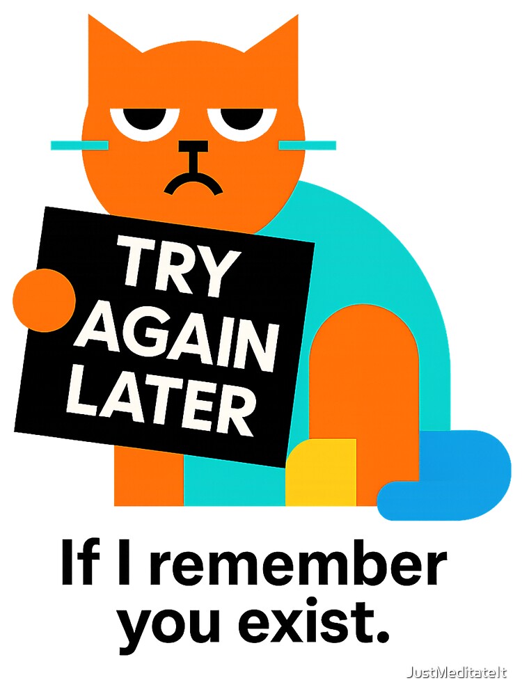 Try again later. If I remember you exist! – Funny T-Shirt & Hoodie for Cat Lovers – Whimsical Introvert Design by JustMeditateIt