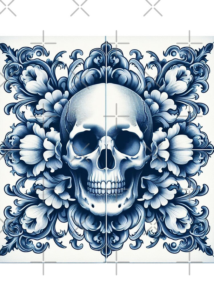 Delft Tile With Skull No.1 by ArtNook777 T-Shirts, Hoodie, Sweatshirt | BlankRebels.com (Image 3)