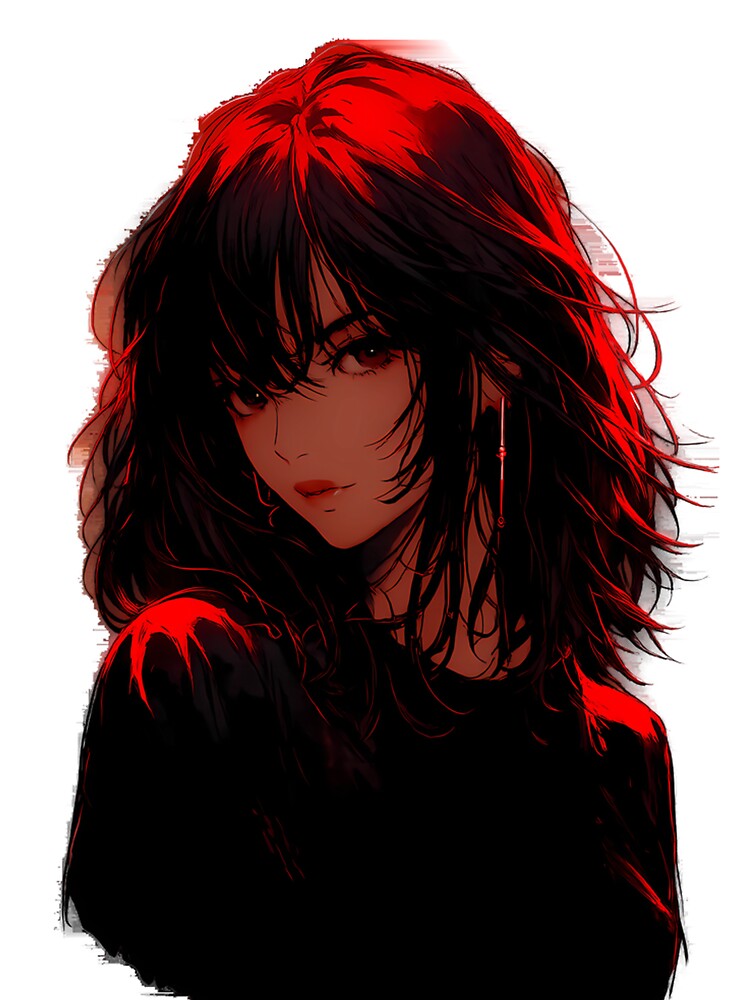 Red Neon Anime Girl – Dark Retro 90s Aesthetic by ShadowsInk T-Shirts, Hoodie, Sweatshirt | BlankRebels.com (Image 3)