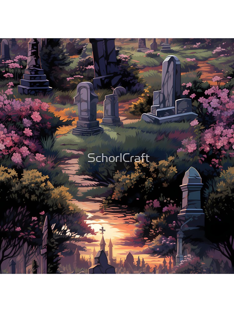 Gothic Cemetery Gravestones and Flowers Pattern by SchorlCraft T-Shirts, Hoodie, Sweatshirt | BlankRebels.com (Image 3)