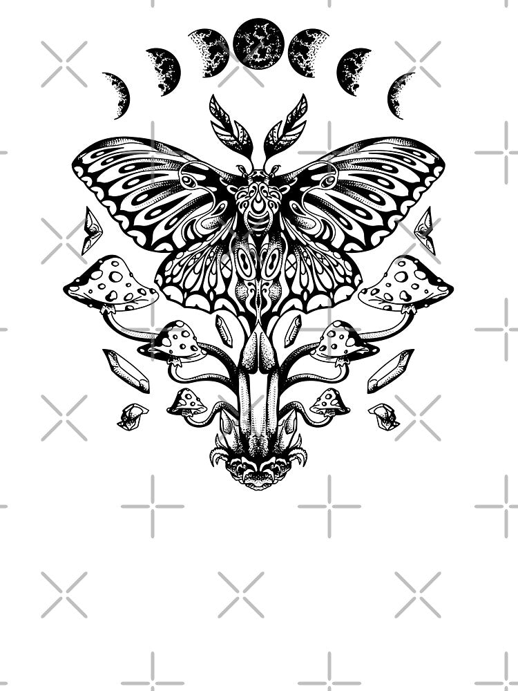 Moon phase moon moth mushrooms by DerSenat T-Shirts, Hoodie, Sweatshirt | BlankRebels.com (Image 3)