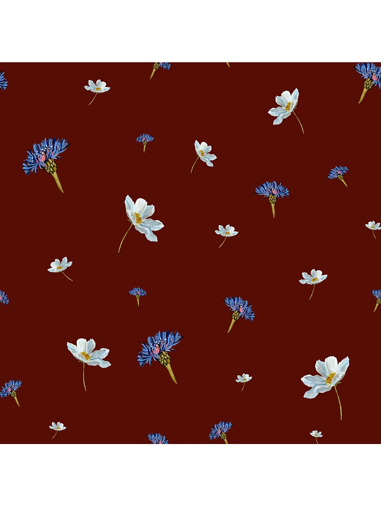 Flower blue daisy pattern seamless a watercolor red by Yana Mustafina | Boho Soulful Designs T-Shirts, Hoodie,... (Image 3)
