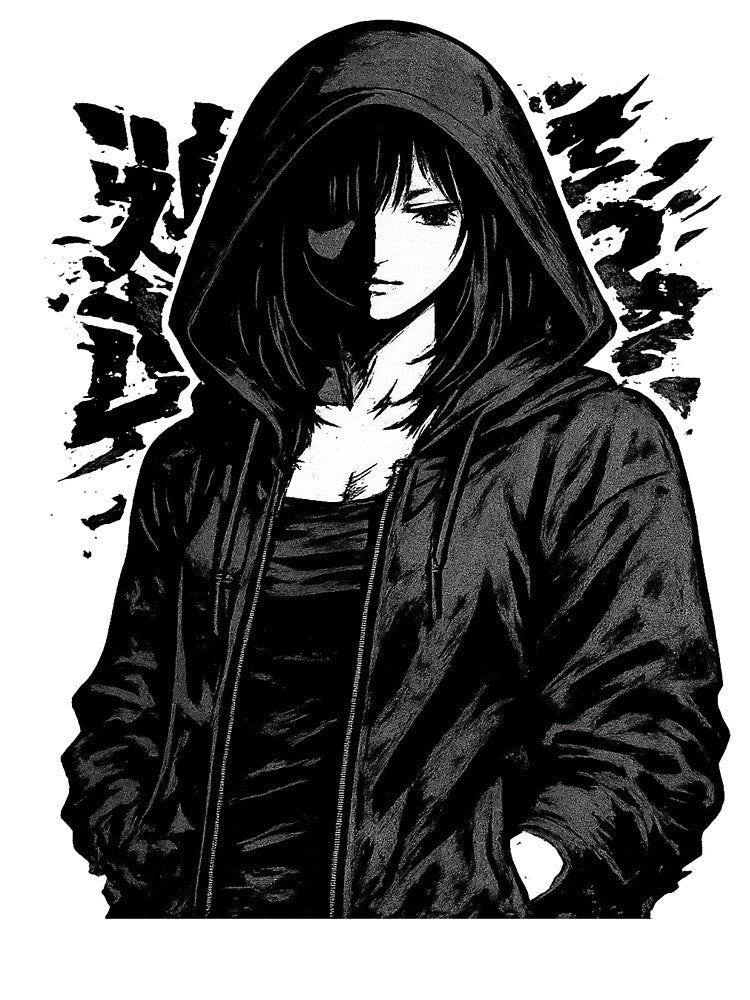 Dark Retro Anime Girl Hoodie Illustration | Vintage 80s Anime Streetwear Art by SAnime20 T-Shirts, Sweatshirt (Image 3)
