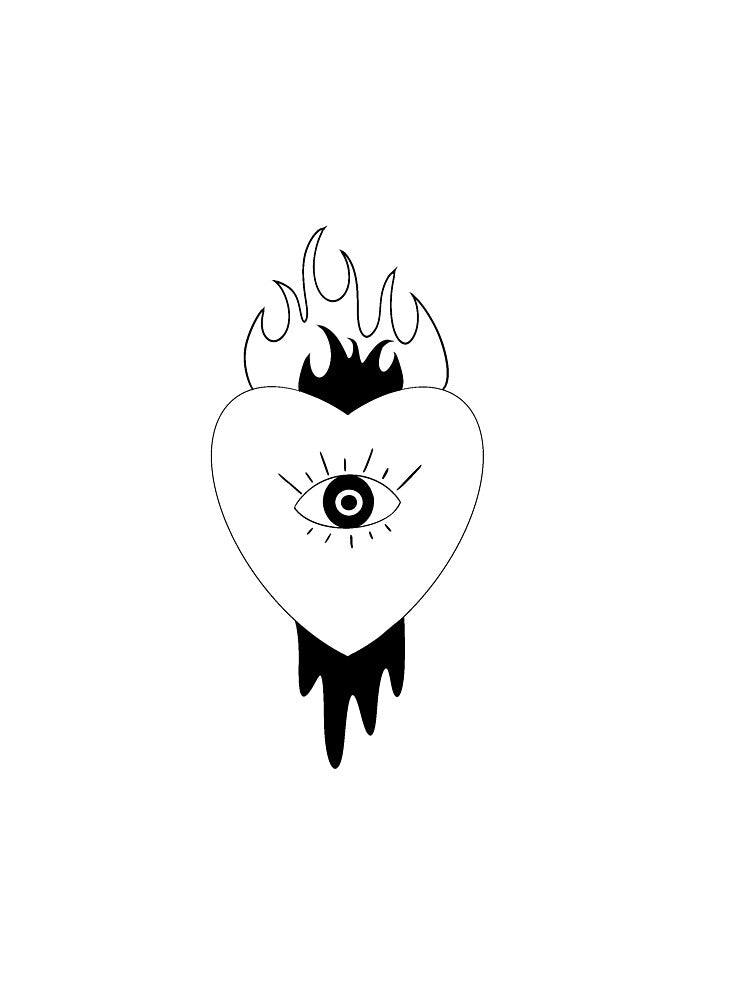 Evil Eye in Heart with Flames Sticker by kktown T-Shirts, Hoodie, Sweatshirt | BlankRebels.com (Image 3)