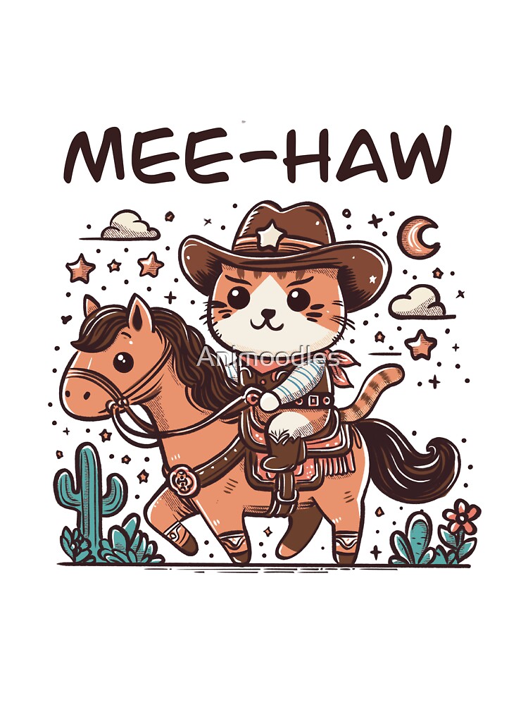Funny Cowboy Cat Shirt – Cute Western Kitty Gift – Meowdy Tee for Cat Lovers by Animoodles