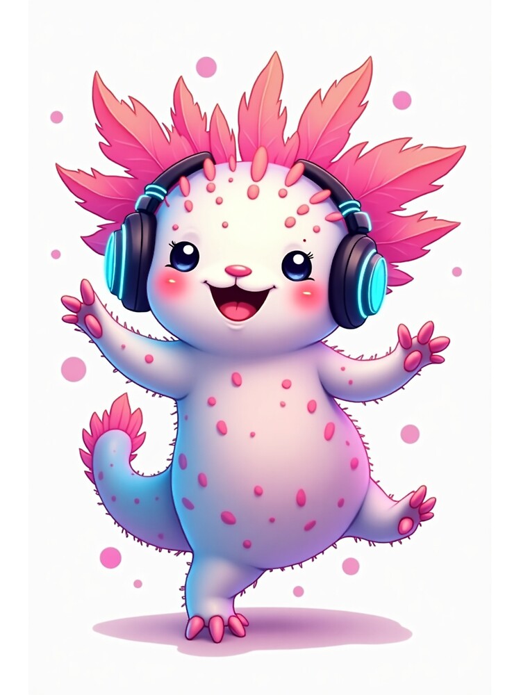 "Kawaii Axolotl with Headphones – Happy Music Vibes" by TrendMesh T-Shirts, Hoodie, Sweatshirt | BlankRebels.com (Image 3)