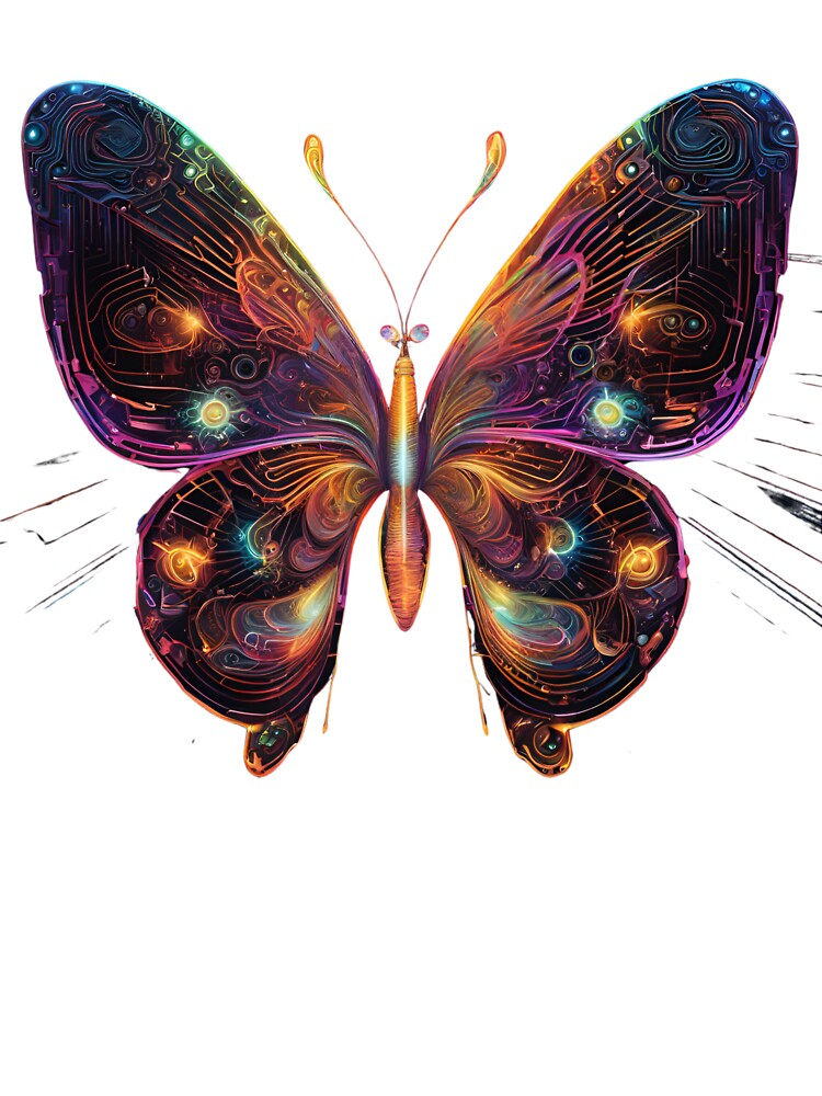 Electric Butterfly v2 - Neon Cyber Butterfly with Futuristic Glow by Traloch O'Laoi T-Shirts, Hoodie, Sweatshirt (Image 3)