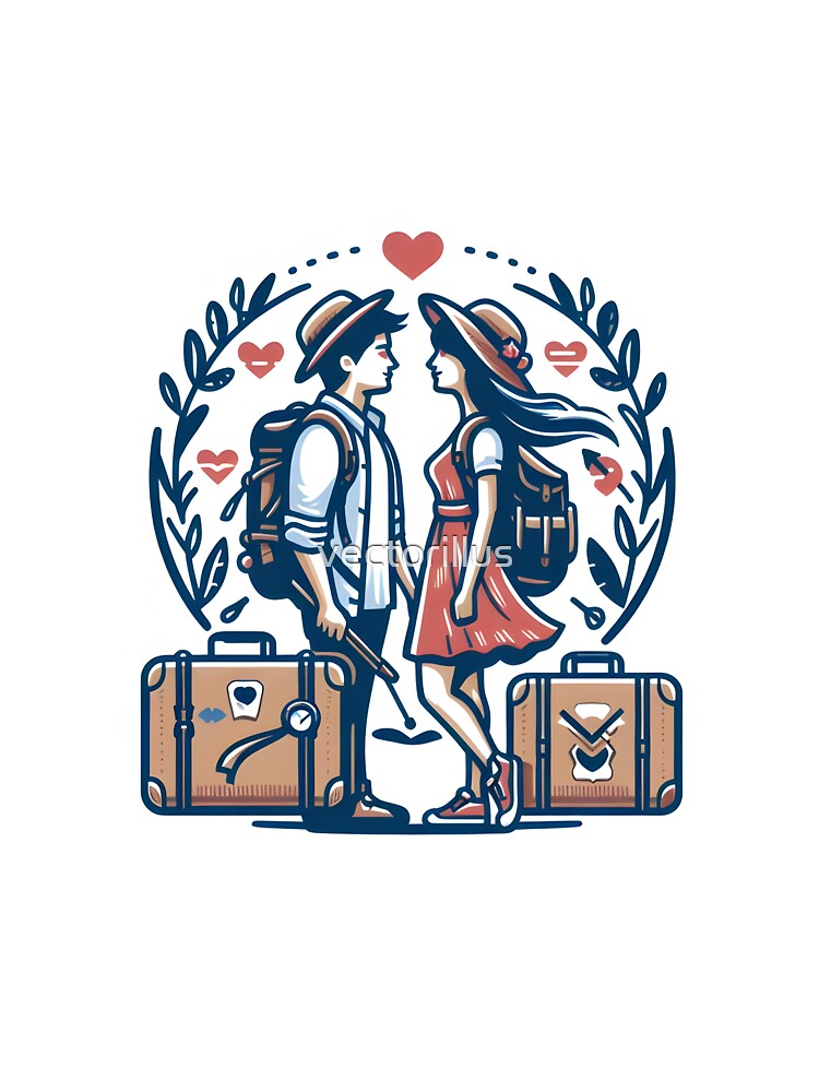 Newly married couple in travel for honeymoon by vectorillus T-Shirts, Hoodie, Sweatshirt | BlankRebels.com (Image 3)