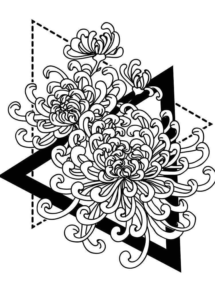 Chrysanthemum Lined Art and Geometric by VerboShop
