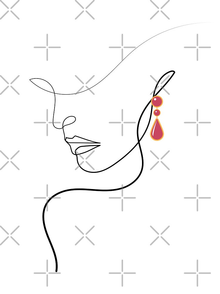 Woman with Purple Earrings | One Line Drawing | One Line Art by One-Line-Artist T-Shirts, Hoodie, Sweatshirt (Image 3)