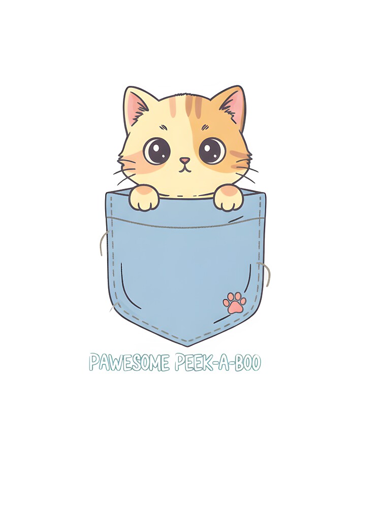 Cute Pocket Cat T-shirt – Funny Peekaboo Kitty Design for Cat Lovers by Print Era Hoodie, Sweatshirt (Image 3)