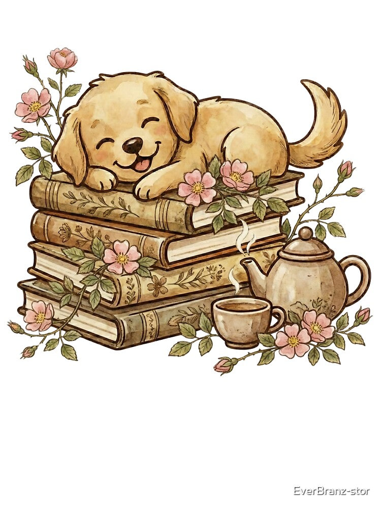 Cozy Vintage Books Wildflowers Tea Dog T-Shirts, Hoodie, Sweatshirt