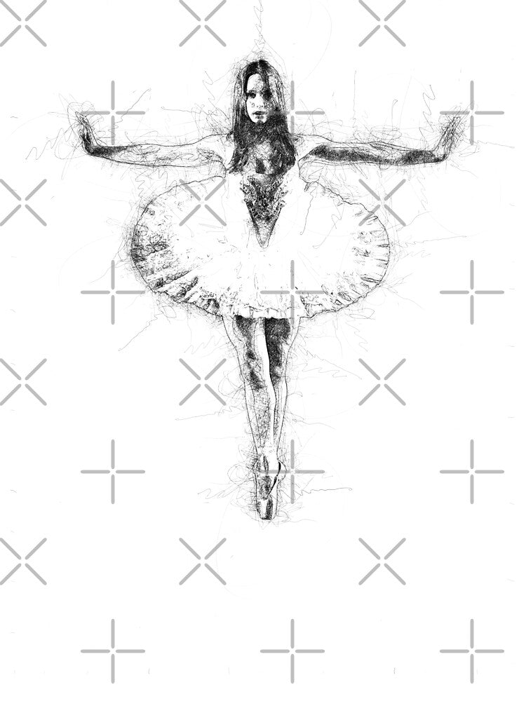 Ballet dancer en pointe- stylish line art in black and white by MintGubbins T-Shirts, Hoodie, Sweatshirt (Image 3)