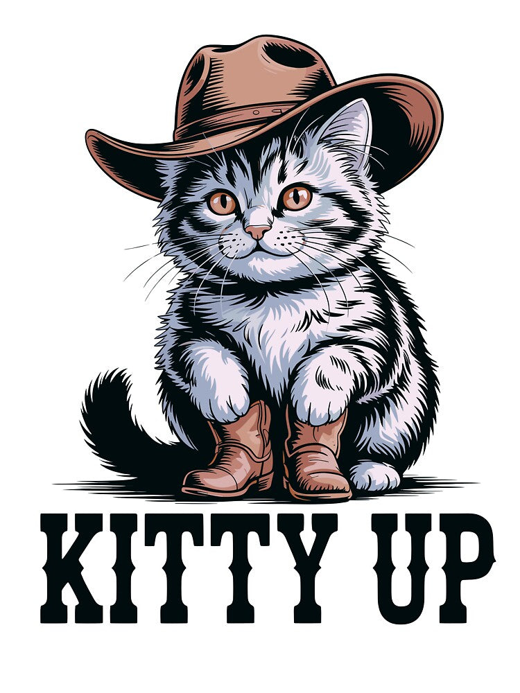 Western Cowboy Cat Kitty Up by designleon19 T-Shirts, Hoodie, Sweatshirt | BlankRebels.com (Image 3)