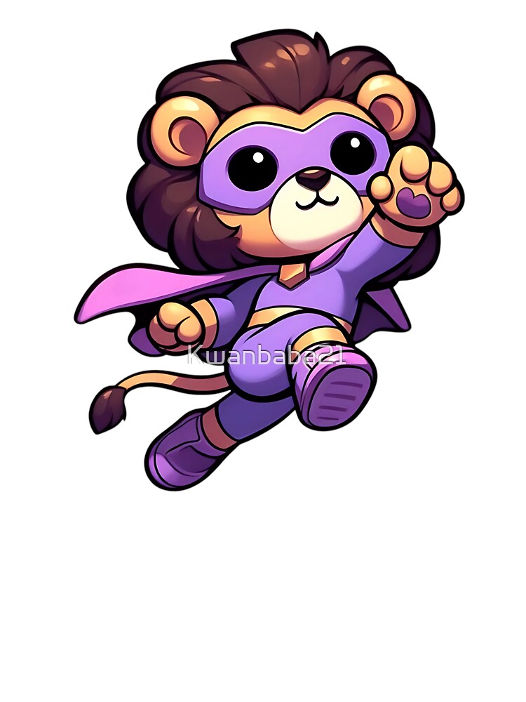 Superhero Lion – Cute Purple Caped Lion Hero Design by Kwanbaba21 T-Shirts, Hoodie, Sweatshirt | BlankRebels.com (Image 3)