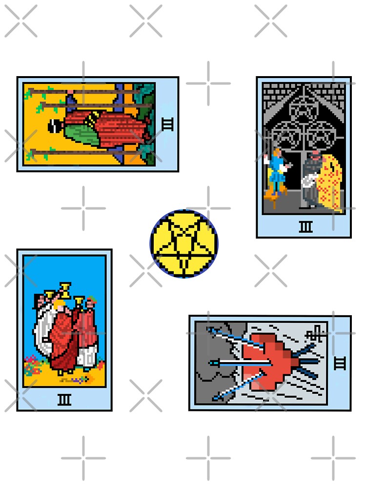 Pixel Waite Tarot Minor Arcana Threes - 76th Sticker Pack and Magnets by Pixel Waite T-Shirts, Hoodie, Sweatshirt (Image 3)