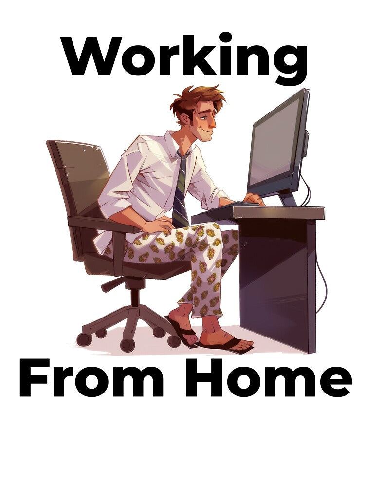 Working From Home Man Wearing Shirt And Pyjamas by Wormy-23 Hoodie, Sweatshirt | BlankRebels.com (Image 3)