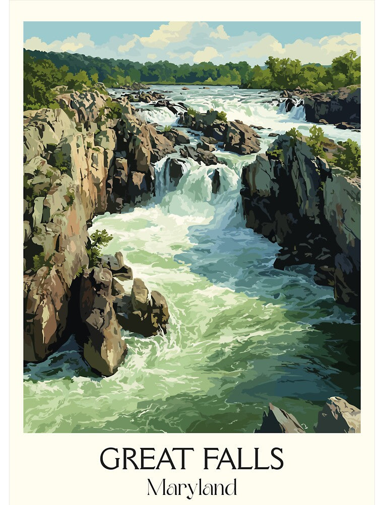 Great Falls Maryland Potomac River | Rushing Rapids Poster by TuncGK T-Shirts, Hoodie, Sweatshirt | BlankRebels.com (Image 3)