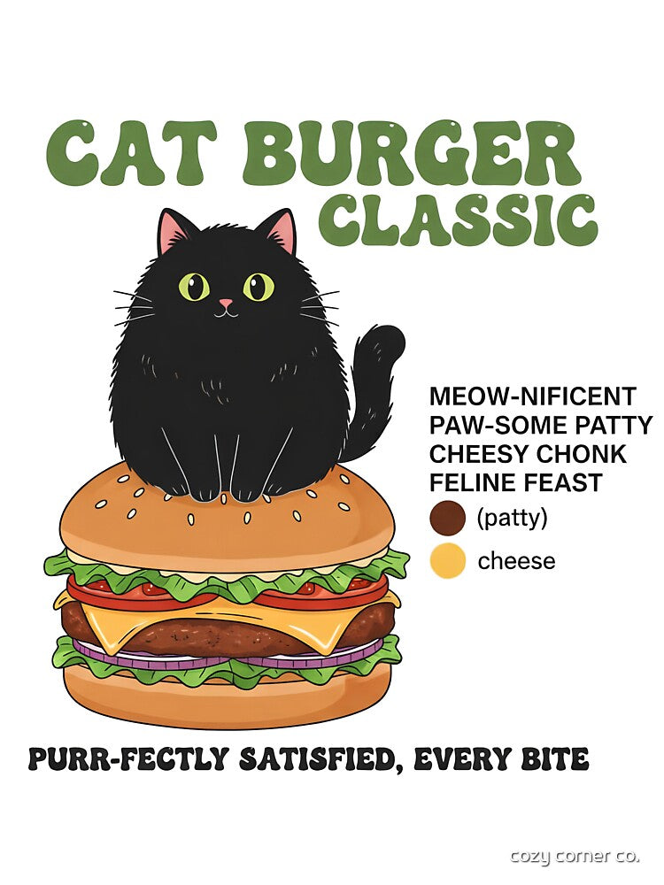 Chonky Black Cat Burger - Kawaii Foodie Aesthetic - Purrfect Feast by cozy corner co. T-Shirts, Hoodie, Sweatshirt (Image 3)