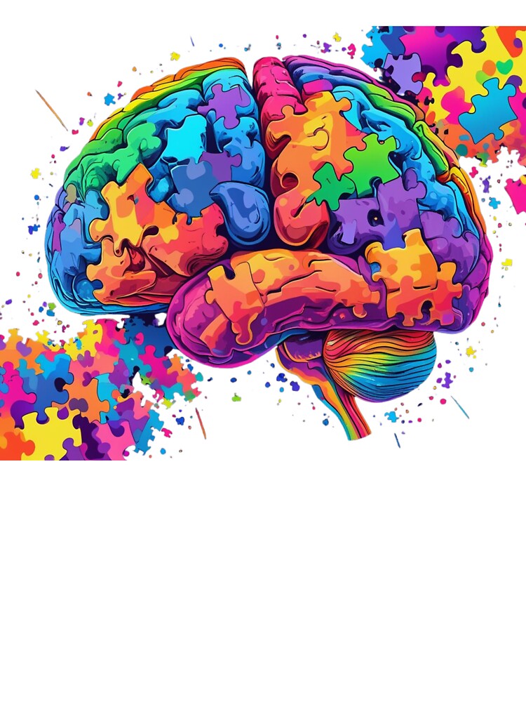 A colorful abstract brain illustration with rainbow fractals and puzzle-like shapes by Artshopprivate T-Shirts,... (Image 3)