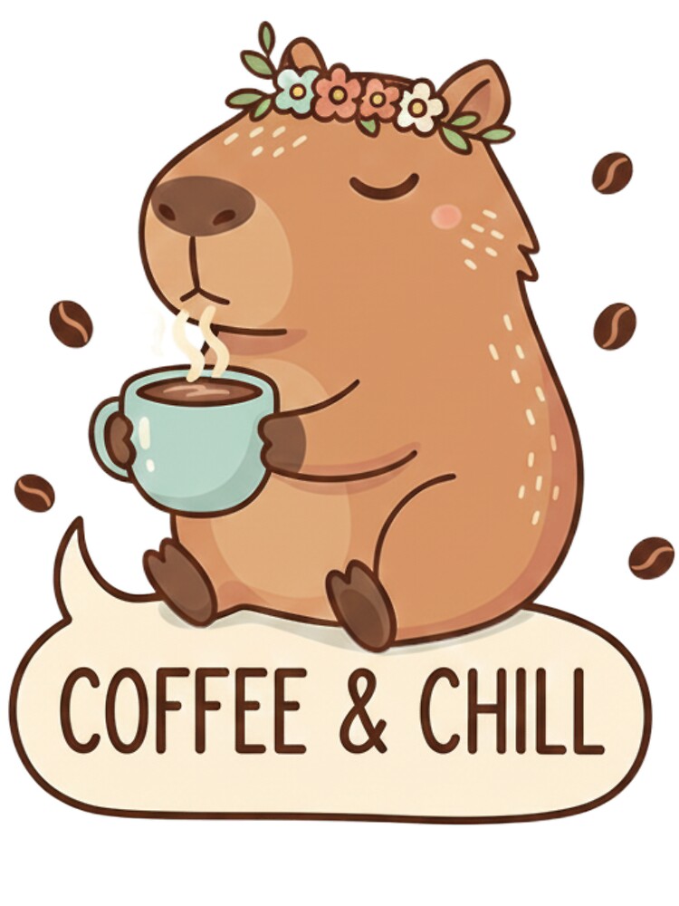 Cute Capybara Coffee and Chill - Kawaii Animal Relax Time by EchoGrafik T-Shirts, Hoodie, Sweatshirt (Image 3)