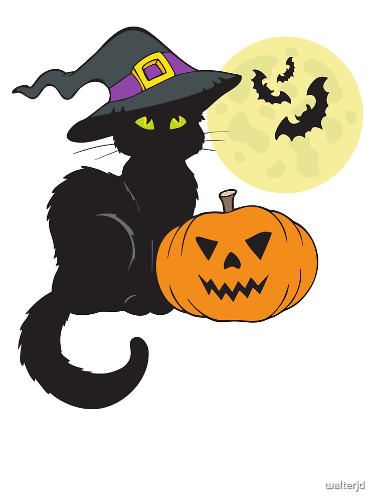 Black Cat Halloween by walterjd T-Shirts, Hoodie, Sweatshirt | BlankRebels.com (Image 3)