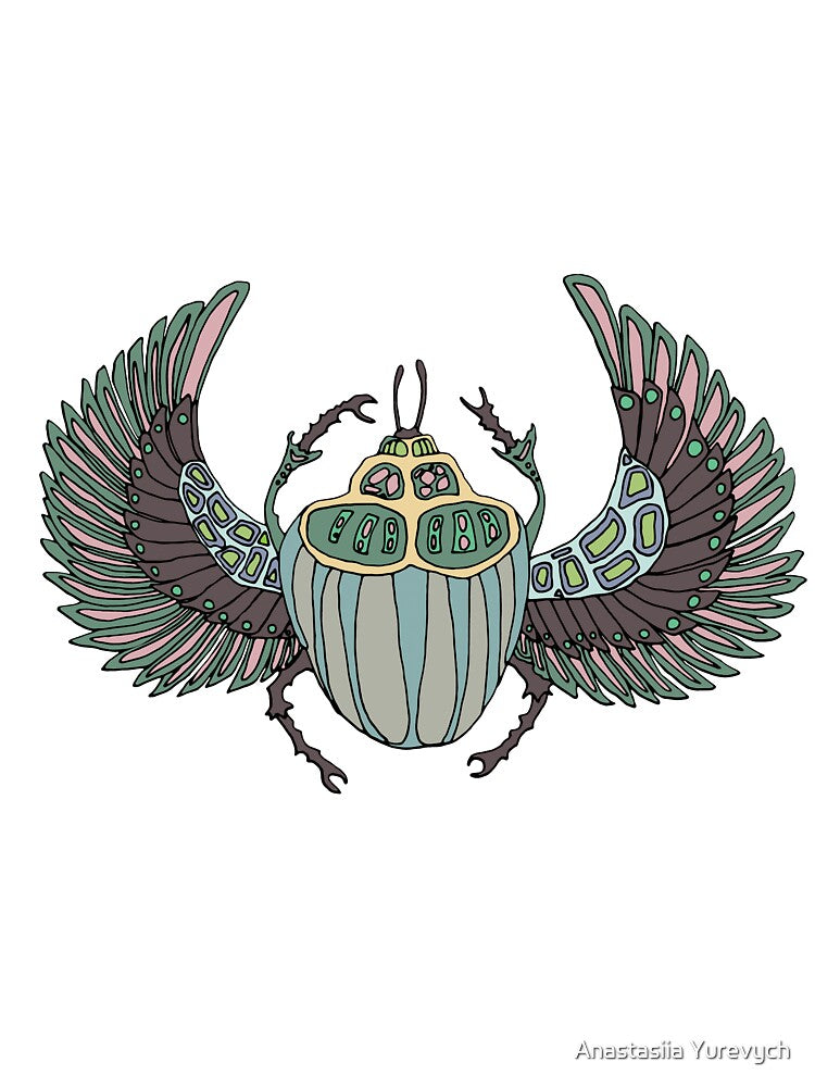 Fashion illustration of the beetle. Egyptian beetle by Anastasiia Yurevych T-Shirts, Hoodie, Sweatshirt (Image 3)