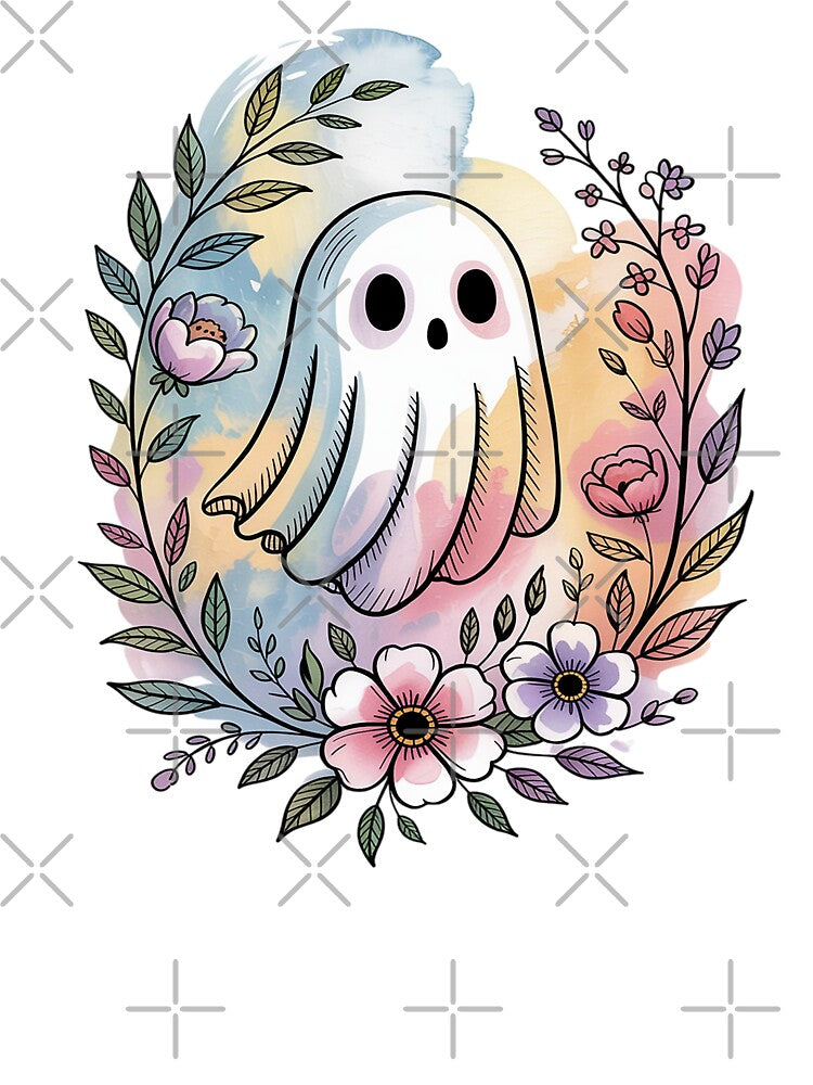 Floral Ethereal Pastel Dream Whimsical Ghost Tee Whimsical Watercolor Tattoo Shirt Soft Cottagecore Aesthetic... (Image 3)