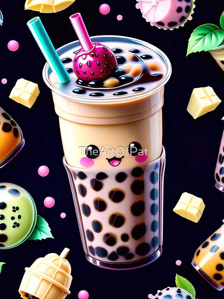 Kawaii Bubble Boba Tea Pattern by TheArtOfPat T-Shirts, Hoodie, Sweatshirt | BlankRebels.com (Image 3)