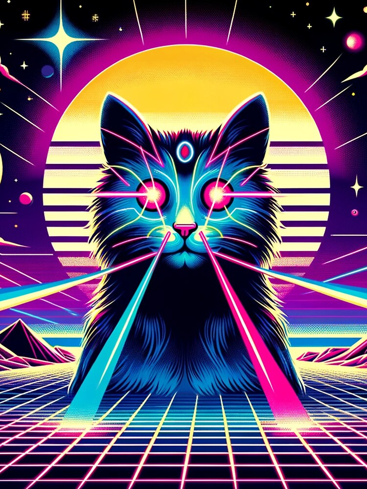 Synthwave Laser Space Cat by Zestpond T-Shirts, Hoodie, Sweatshirt | BlankRebels.com (Image 3)