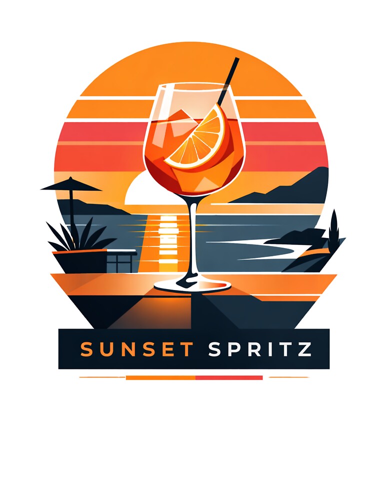 Sunset Spritz – Stylish summer cocktail design in a retro sunset look by FrenchieFever T-Shirts, Hoodie, Sweatshirt (Image 3)