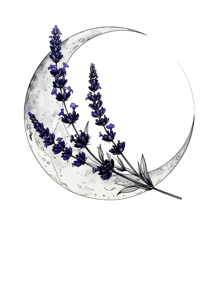 Lavender Crescent Moon - Aesthetic Cottagecore Botanical Art ac by Mahuahsan T-Shirts, Hoodie, Sweatshirt (Image 3)